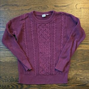 GAP Women's Burgundy Cotton Cable Knit Sweater